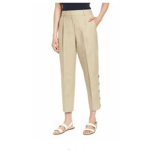 Lewit Button Side Crop Linen Blend Pants Sz 14